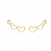 BRINCO EAR CUFF CORAÇÕES - BANHADO A OURO