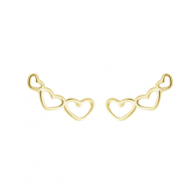 BRINCO EAR CUFF CORAÇÕES - BANHADO A OURO