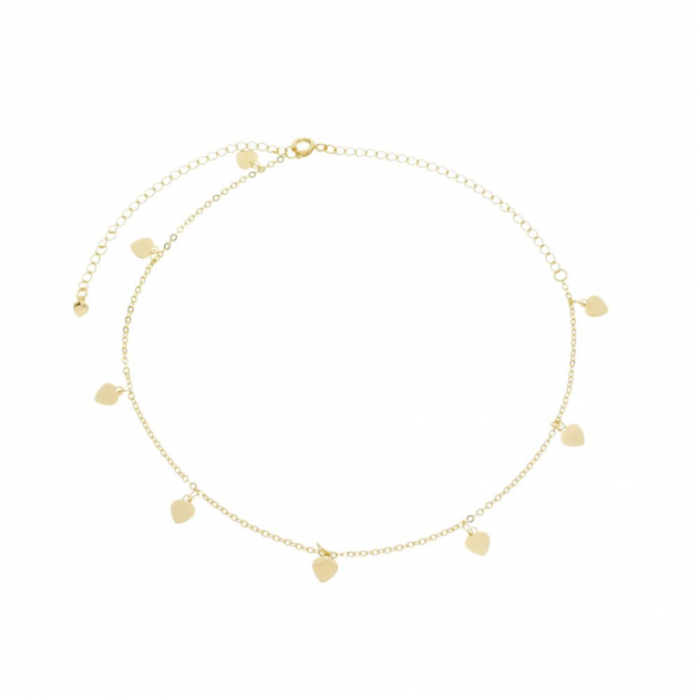 COLAR CHOKER CORAÇÕES PENDURADOS - BANHADO A OURO