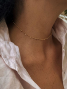 COLAR CHOKER MALHA COM BOLINHAS - BANHADO A OURO