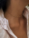 COLAR CHOKER MALHA COM BOLINHAS - BANHADO A RODIO BRANCO