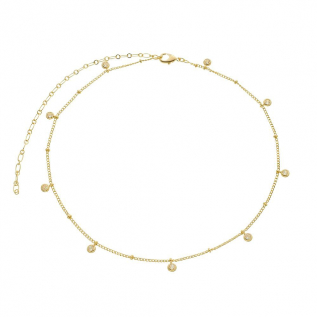 COLAR CHOKER PONTOS DE LUZ ELISA BANHADO A OURO