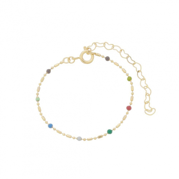 PULSEIRA INFANTIL PEDRINHAS COLORIDAS - BANHADO A OURO