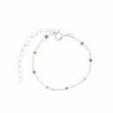 PULSEIRA INFANTIL PEDRINHAS COLORIDAS - BANHADO A RODIO BRANCO