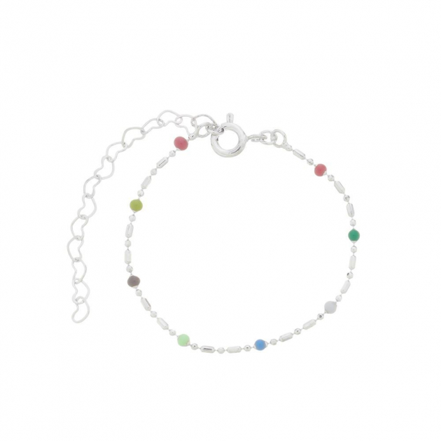 PULSEIRA INFANTIL PEDRINHAS COLORIDAS - BANHADO A RODIO BRANCO