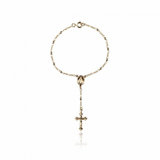 PULSEIRA TERÇO NOSSA SENHORA BANHADO A OURO